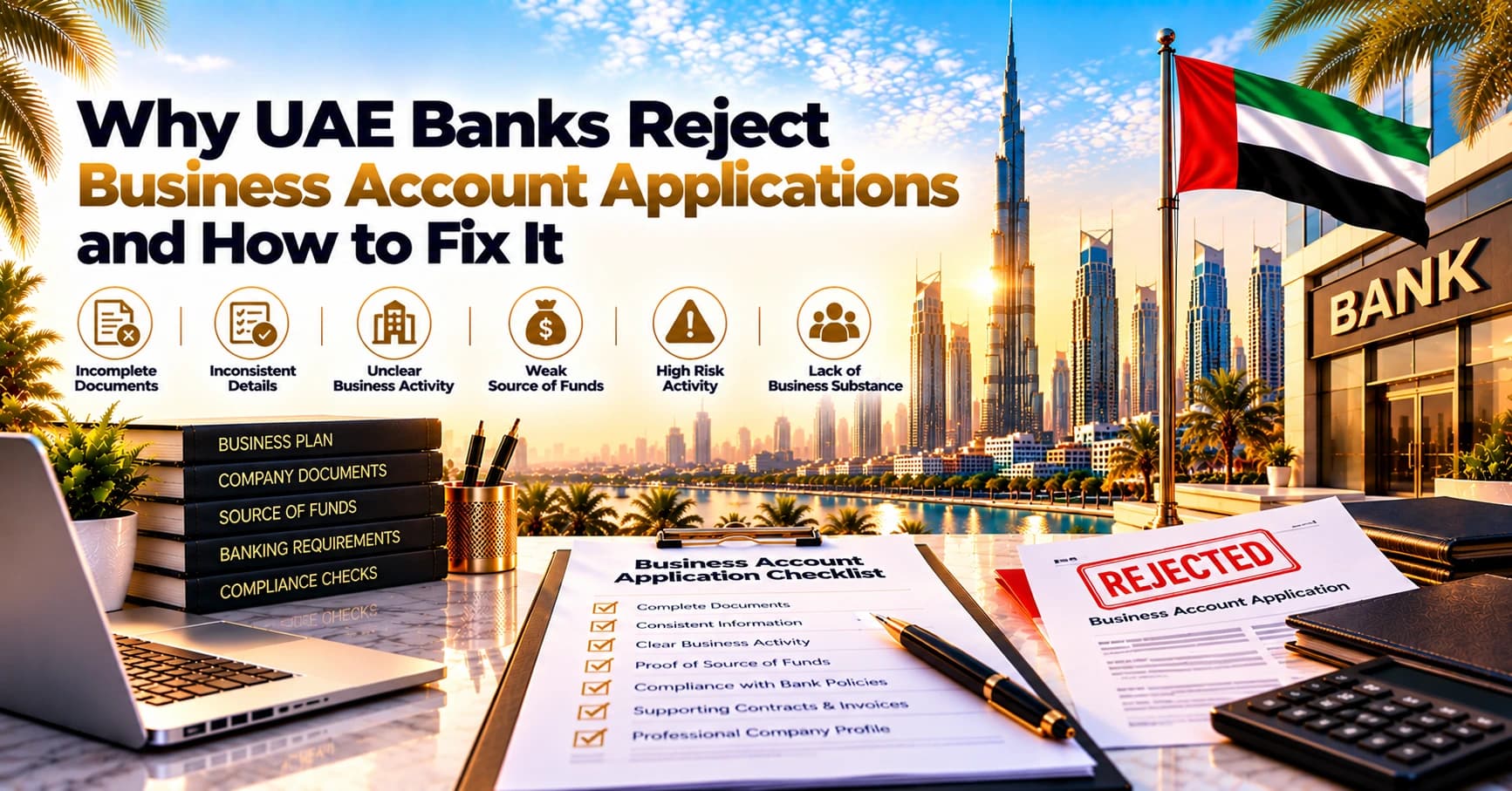 Why UAE Banks Reject Business Account Applications and How to Fix It